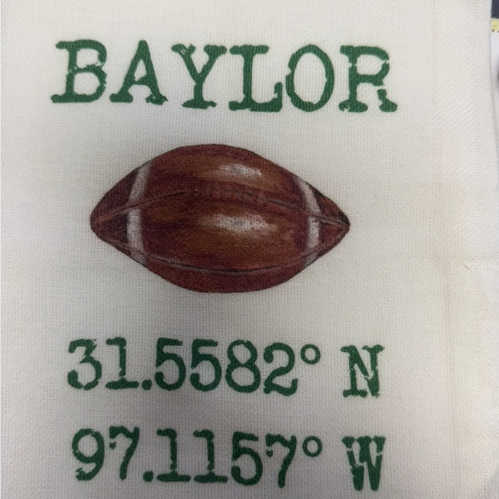 Baylor University Dish Towel with Coordinates NWT